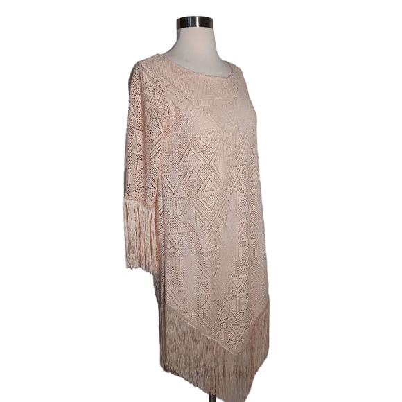 Charleston Long Fringe Gatsby Dress Step in Style Lace Beige Lines Small - Picture 3 of 14